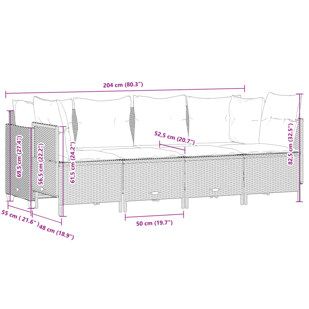 5-delige Loungeset met kussens poly rattan lichtgrijs is nu te koop bij PeponiXL, paradijselijk wonen!