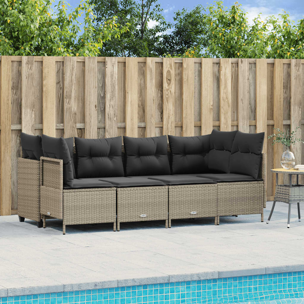 5-delige Loungeset met kussens poly rattan lichtgrijs is nu te koop bij PeponiXL, paradijselijk wonen!