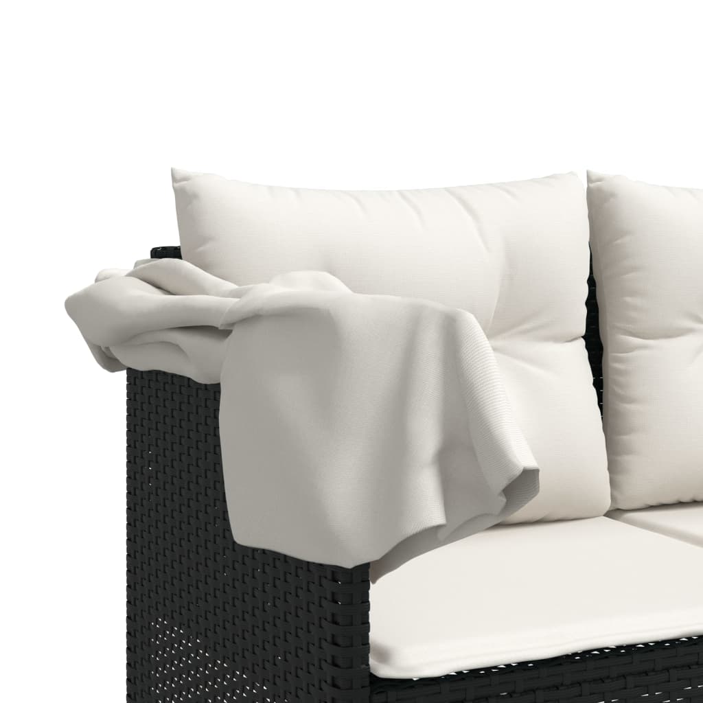 5-delige Loungeset met kussens poly rattan zwart is nu te koop bij PeponiXL, paradijselijk wonen!