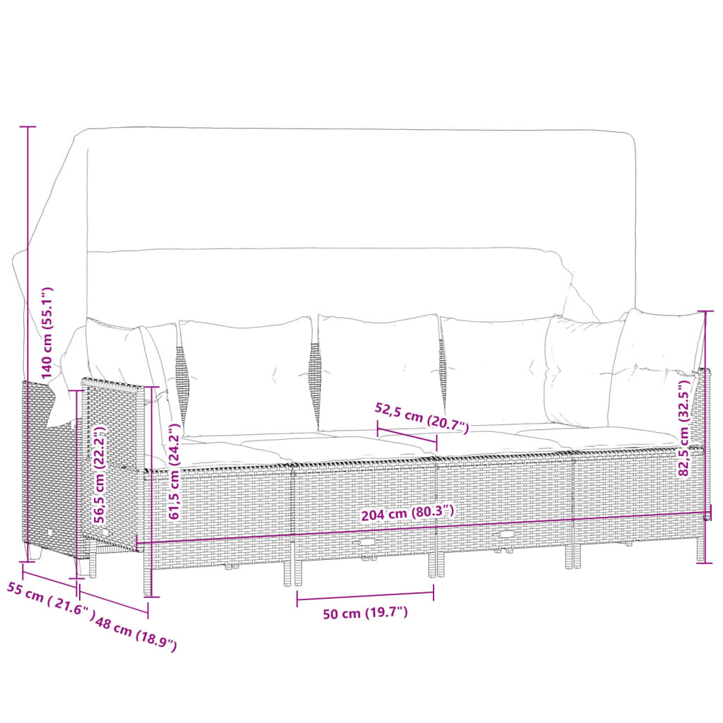 5-delige Loungeset met kussens poly rattan zwart is nu te koop bij PeponiXL, paradijselijk wonen!
