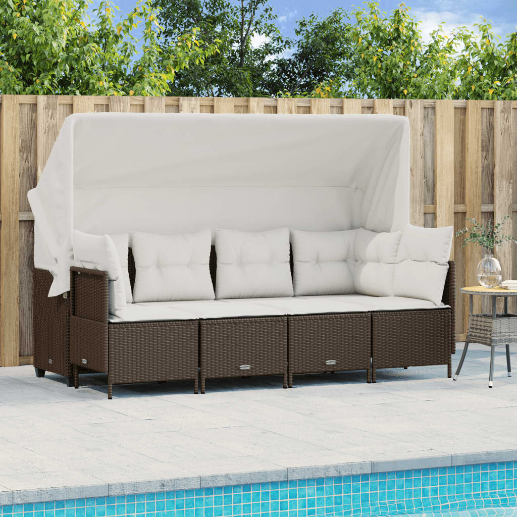 5-delige Loungeset met kussens poly rattan bruin is nu te koop bij PeponiXL, paradijselijk wonen!