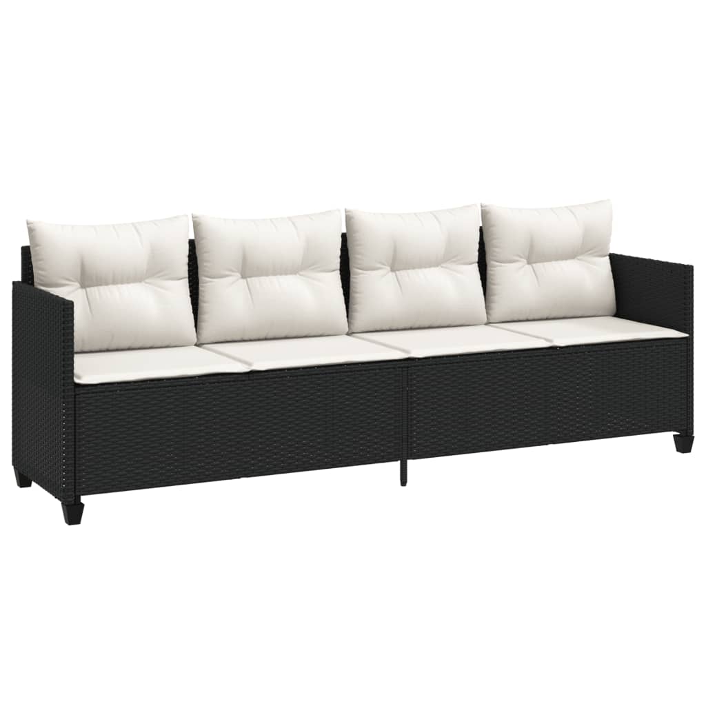 5-delige Loungeset met kussens poly rattan zwart is nu te koop bij PeponiXL, paradijselijk wonen!