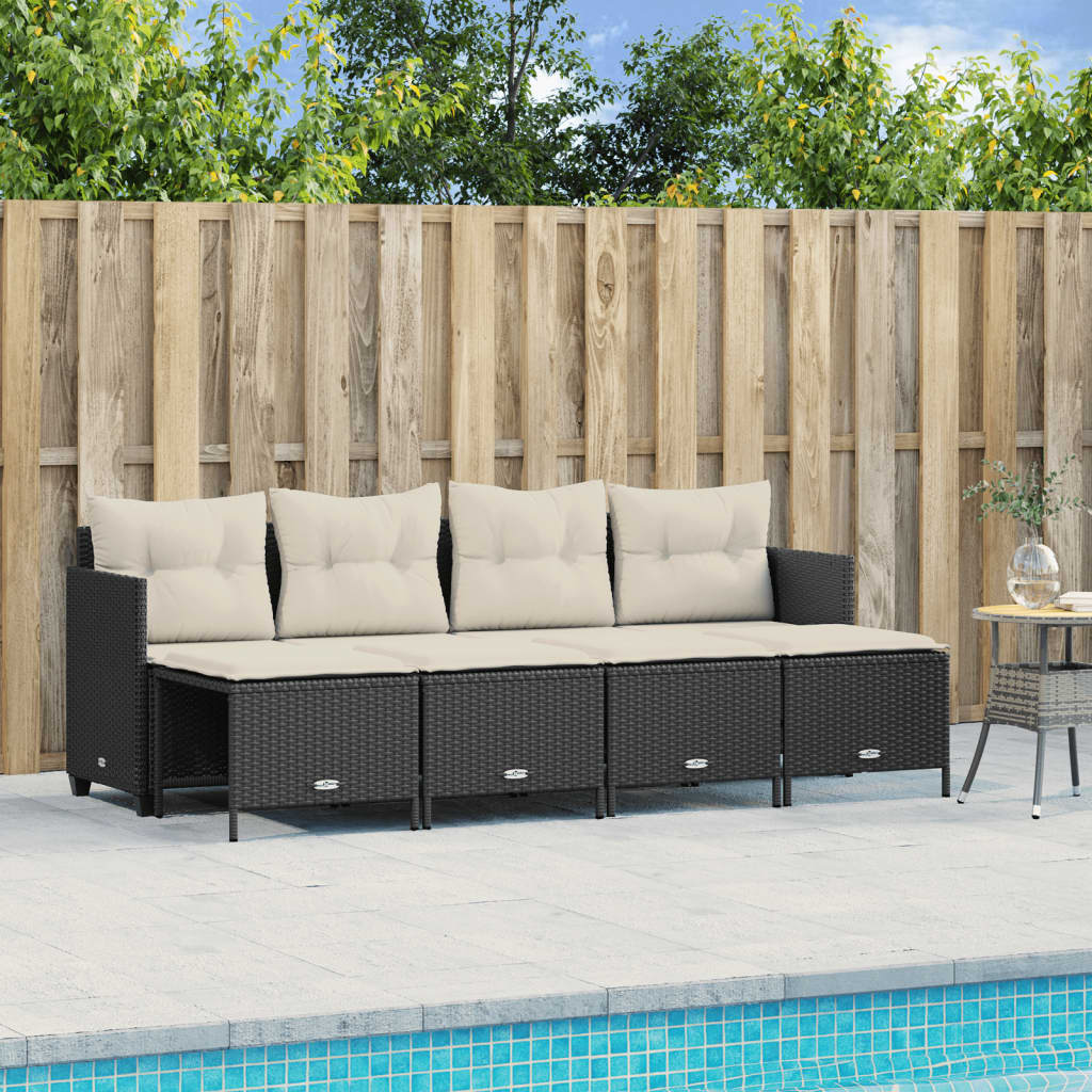 5-delige Loungeset met kussens poly rattan zwart is nu te koop bij PeponiXL, paradijselijk wonen!