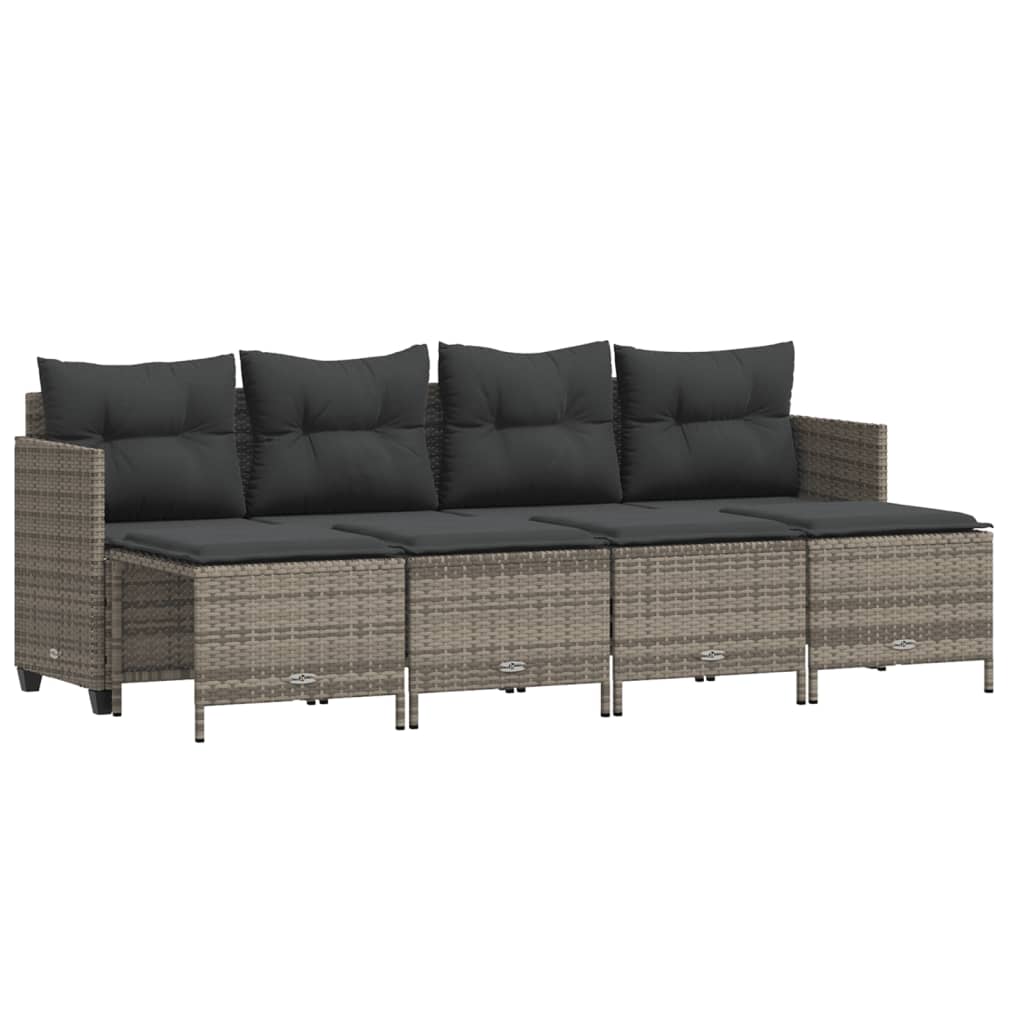 5-delige Loungeset met kussens poly rattan grijs is nu te koop bij PeponiXL, paradijselijk wonen!