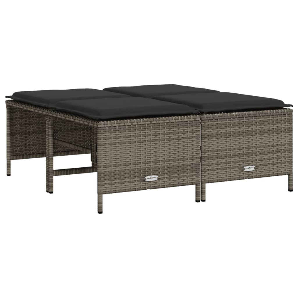 5-delige Loungeset met kussens poly rattan grijs is nu te koop bij PeponiXL, paradijselijk wonen!
