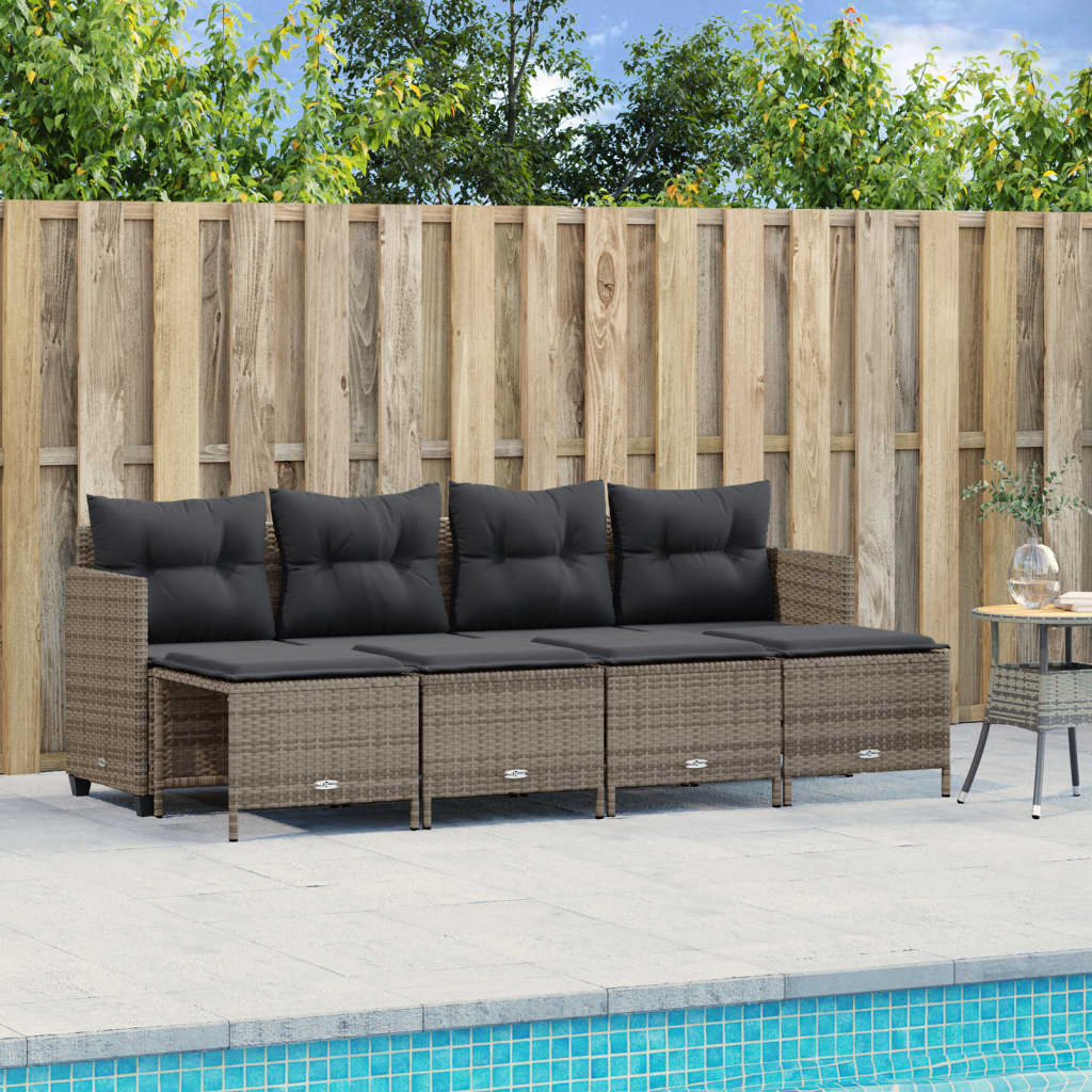 5-delige Loungeset met kussens poly rattan grijs is nu te koop bij PeponiXL, paradijselijk wonen!