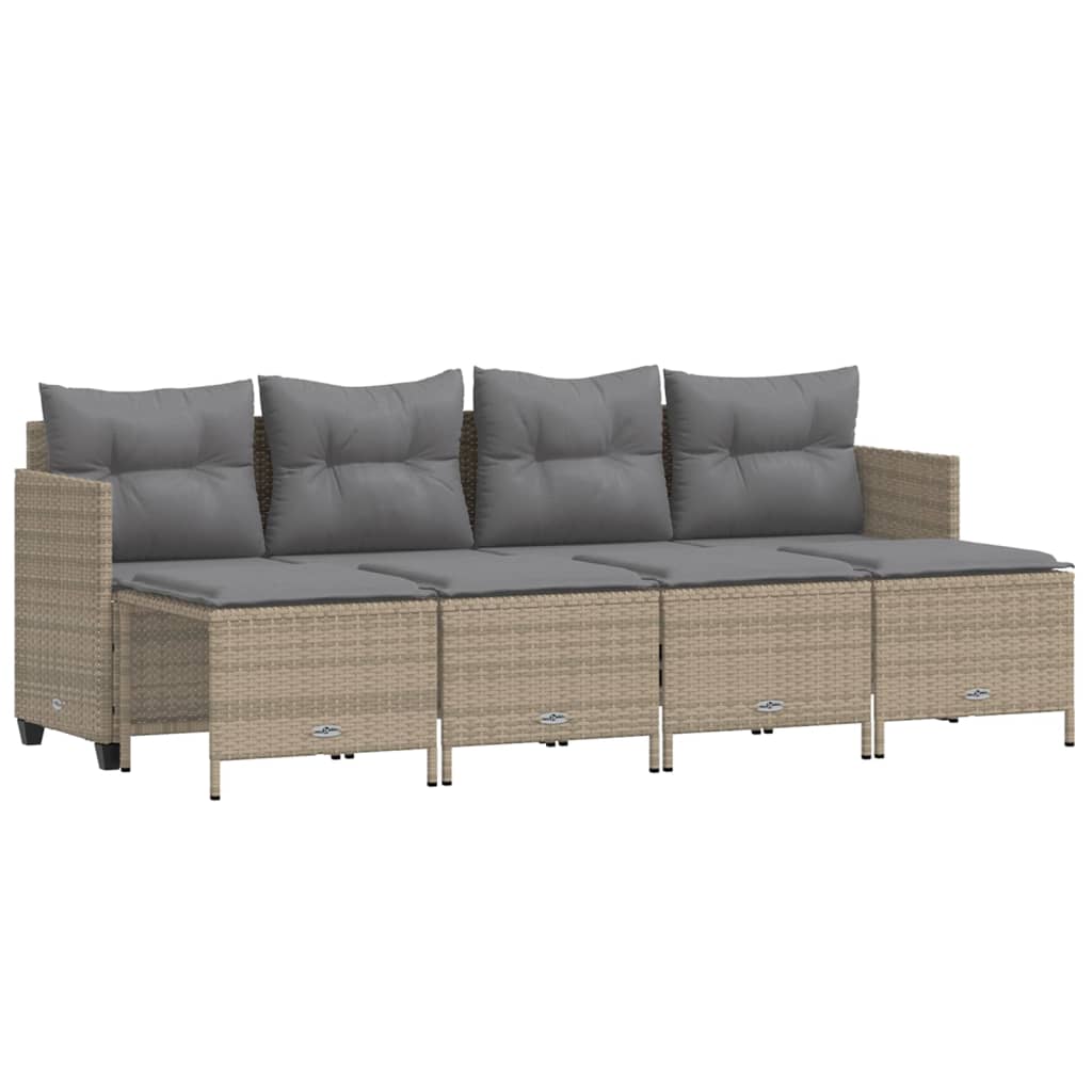 5-delige Loungeset met kussens poly rattan beige is nu te koop bij PeponiXL, paradijselijk wonen!