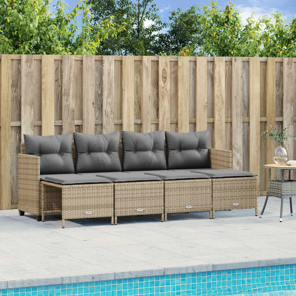 5-delige Loungeset met kussens poly rattan beige is nu te koop bij PeponiXL, paradijselijk wonen!