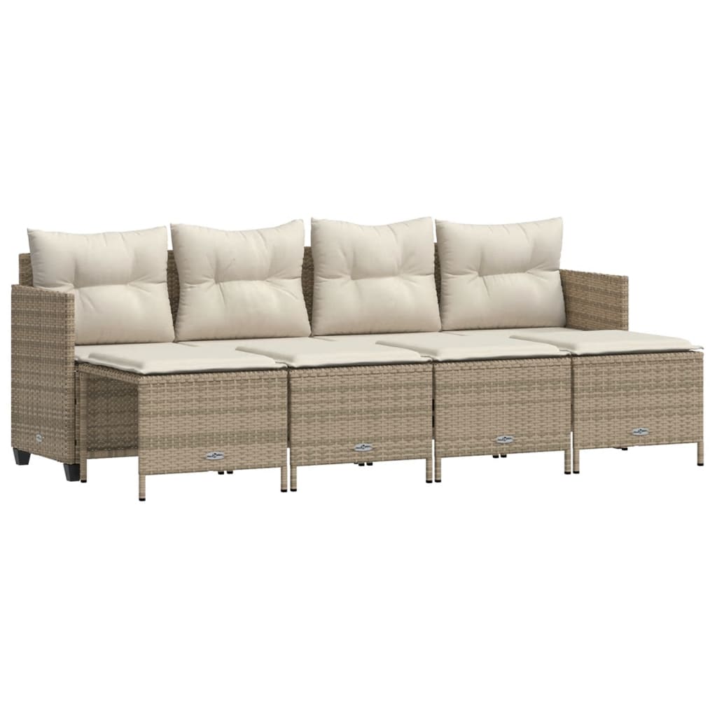 5-delige Loungeset met kussens poly rattan beige is nu te koop bij PeponiXL, paradijselijk wonen!