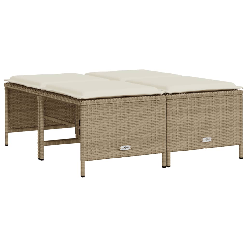 5-delige Loungeset met kussens poly rattan beige is nu te koop bij PeponiXL, paradijselijk wonen!