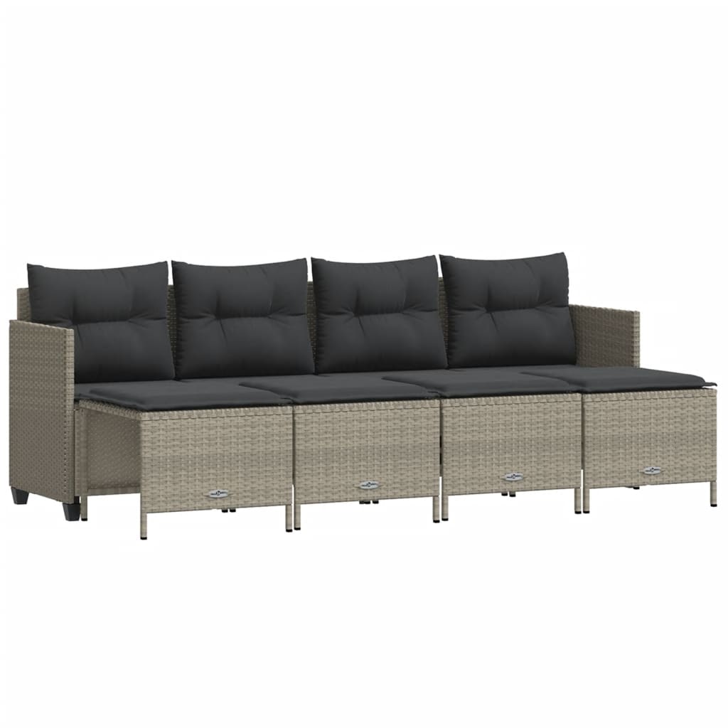 5-delige Loungeset met kussens poly rattan lichtgrijs is nu te koop bij PeponiXL, paradijselijk wonen!