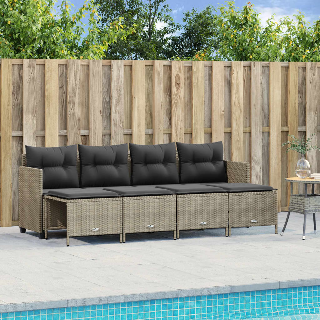 5-delige Loungeset met kussens poly rattan lichtgrijs is nu te koop bij PeponiXL, paradijselijk wonen!
