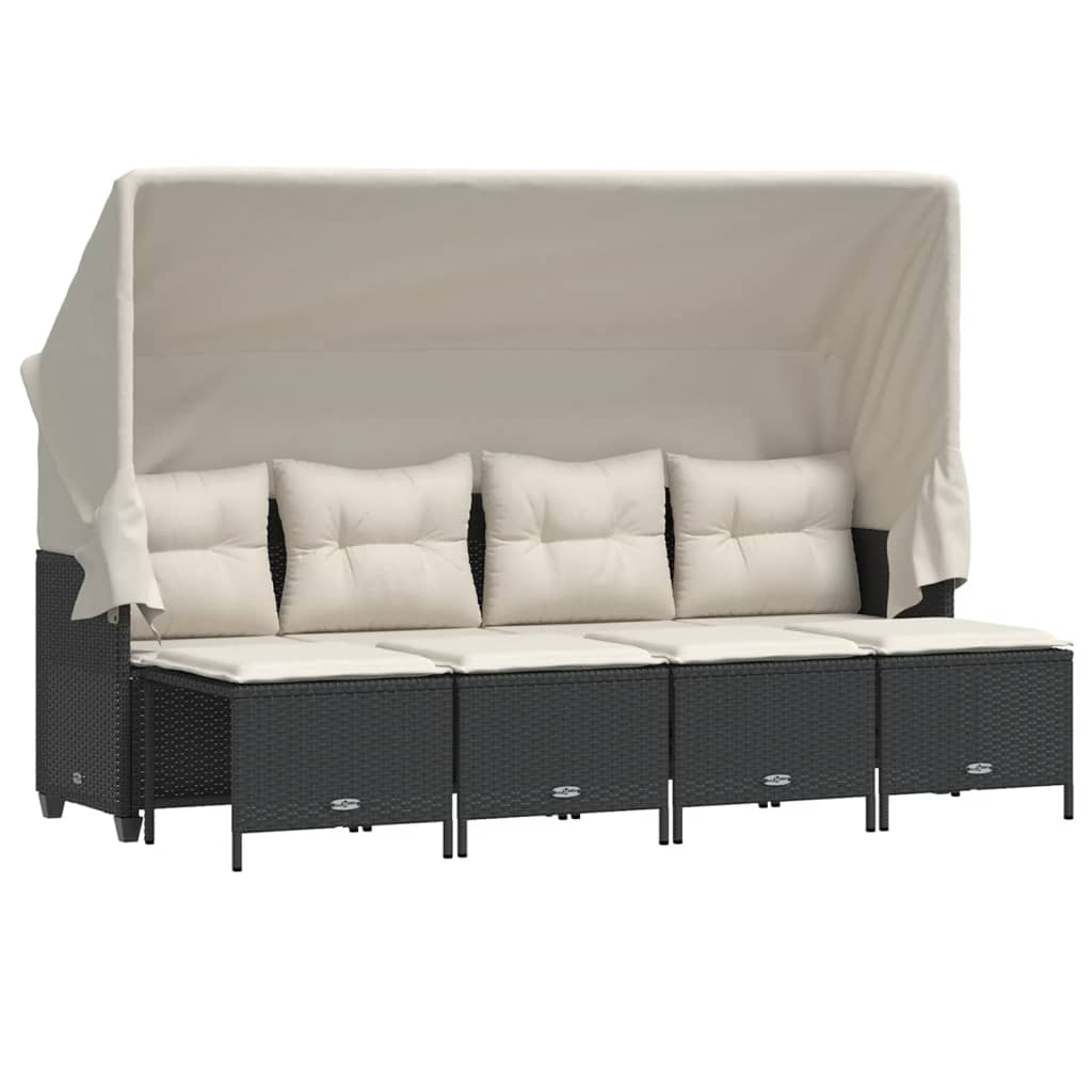 5-delige Loungeset met kussens poly rattan zwart is nu te koop bij PeponiXL, paradijselijk wonen!