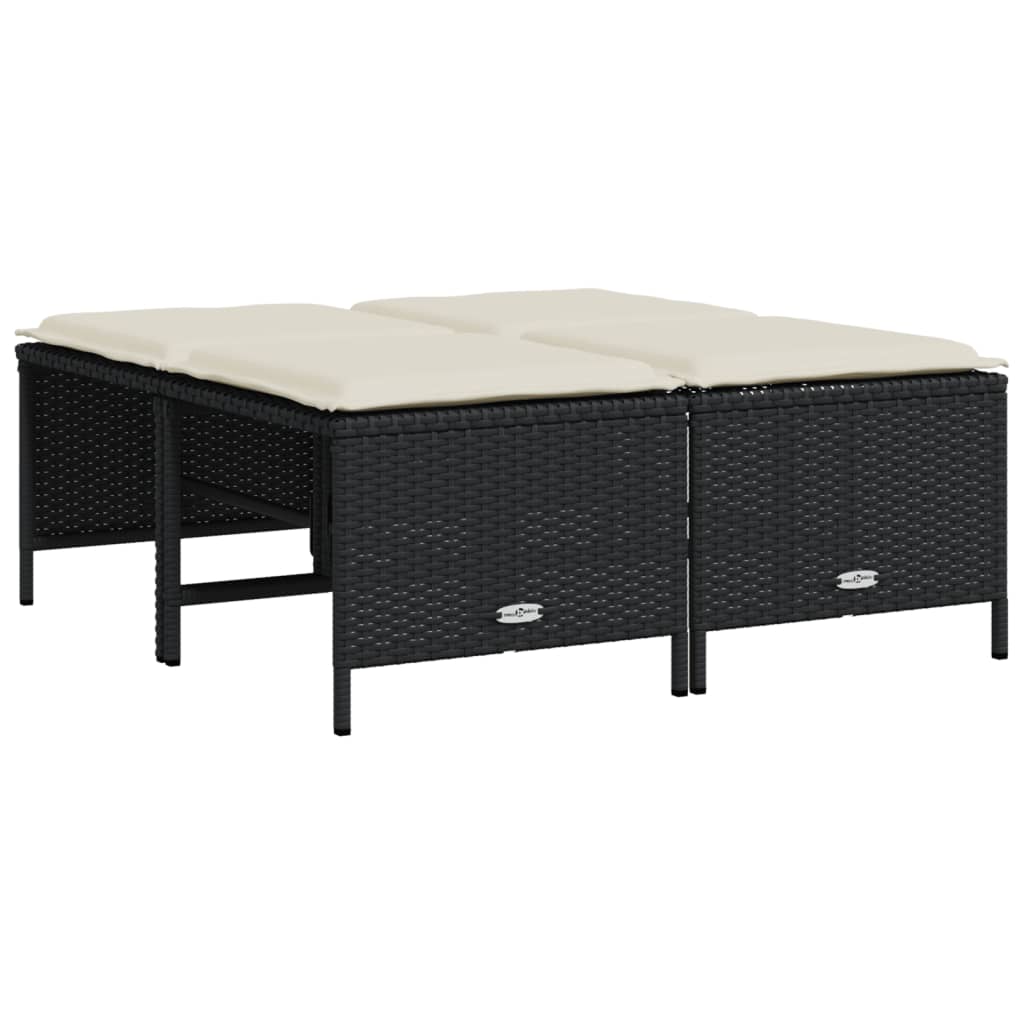 5-delige Loungeset met kussens poly rattan zwart is nu te koop bij PeponiXL, paradijselijk wonen!