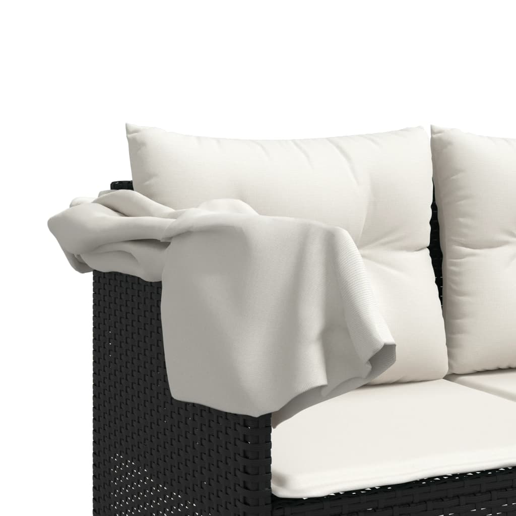 5-delige Loungeset met kussens poly rattan zwart is nu te koop bij PeponiXL, paradijselijk wonen!
