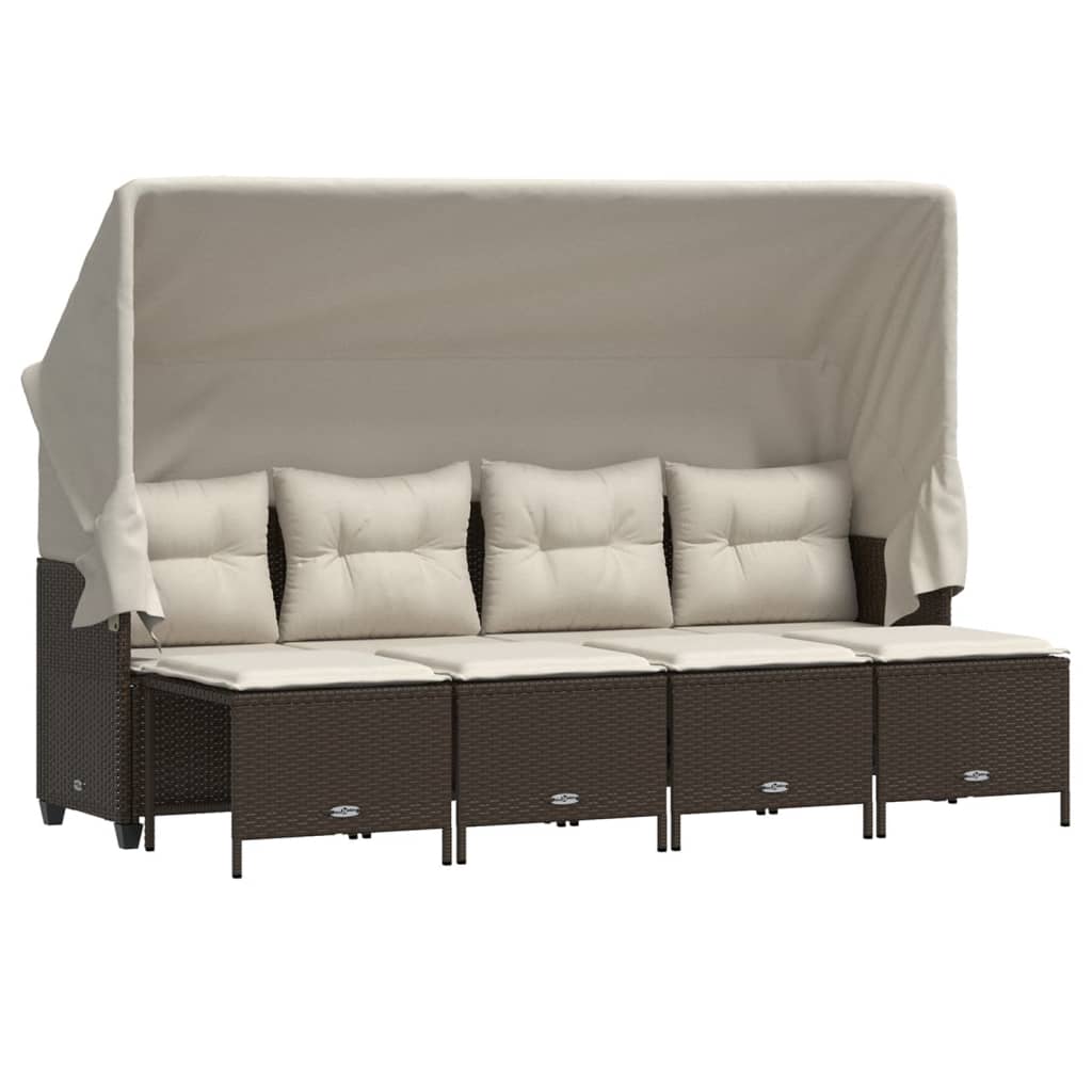 5-delige Loungeset met kussens poly rattan bruin is nu te koop bij PeponiXL, paradijselijk wonen!