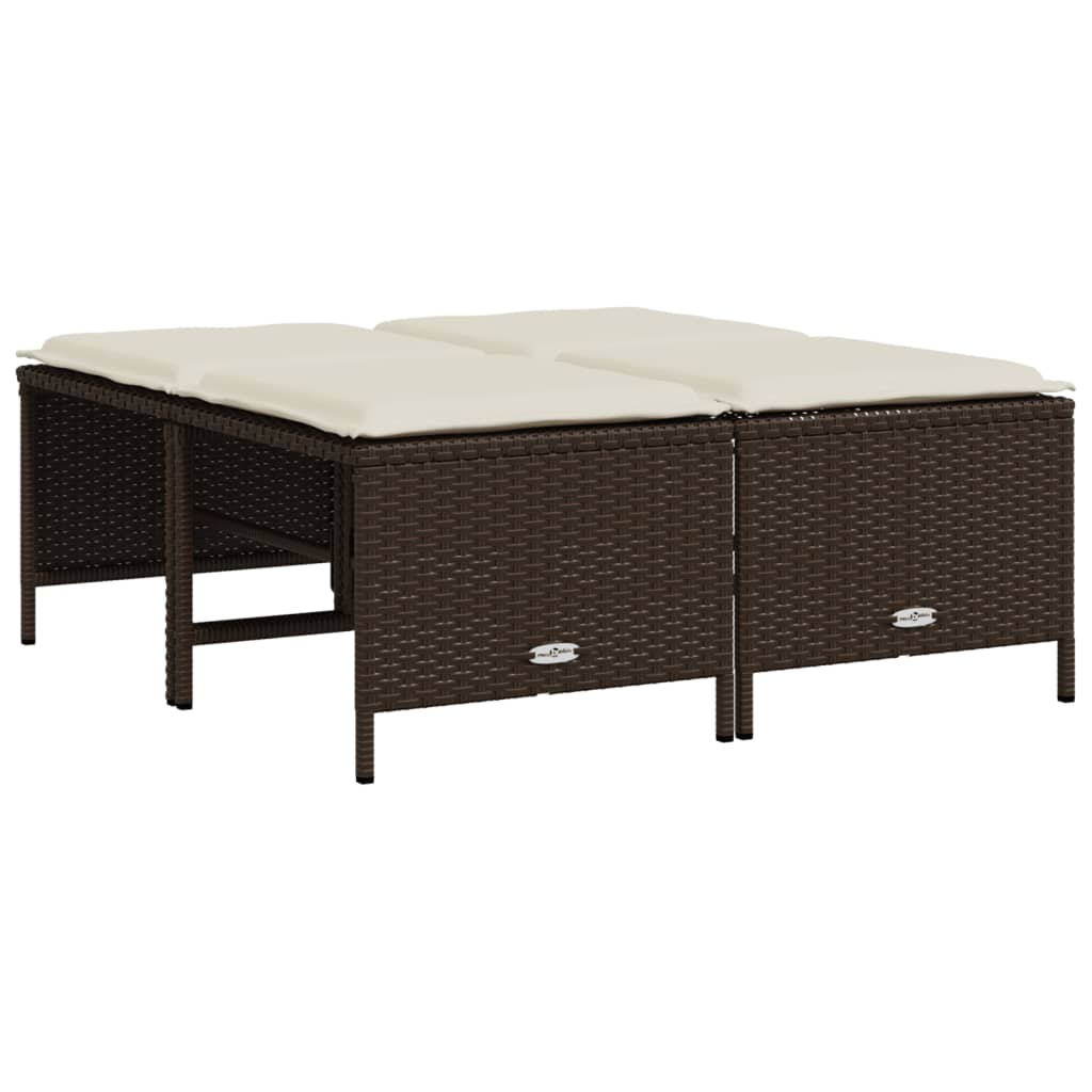 5-delige Loungeset met kussens poly rattan bruin is nu te koop bij PeponiXL, paradijselijk wonen!