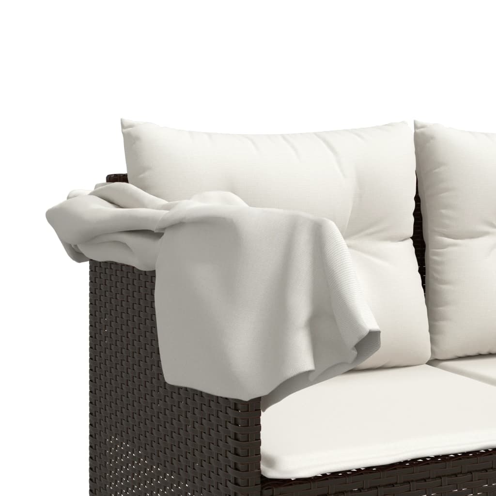 5-delige Loungeset met kussens poly rattan bruin is nu te koop bij PeponiXL, paradijselijk wonen!