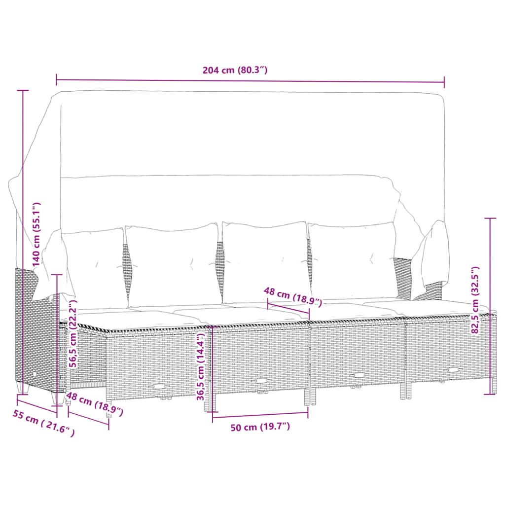 5-delige Loungeset met kussens poly rattan bruin is nu te koop bij PeponiXL, paradijselijk wonen!