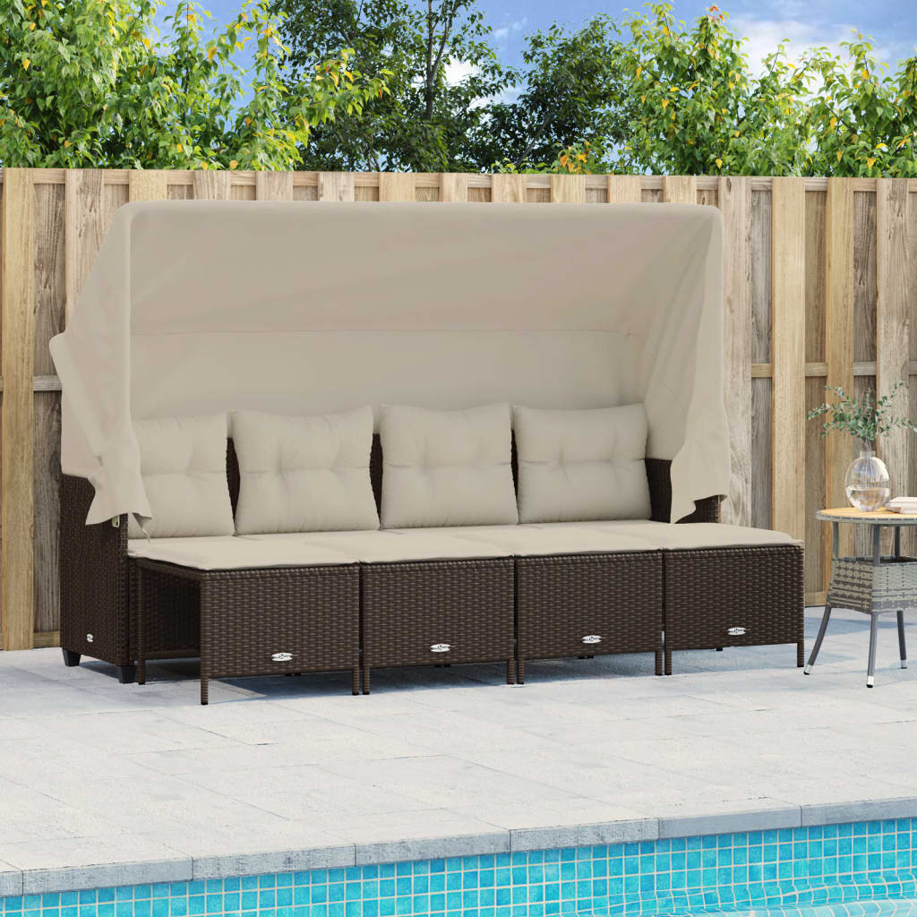 5-delige Loungeset met kussens poly rattan bruin is nu te koop bij PeponiXL, paradijselijk wonen!