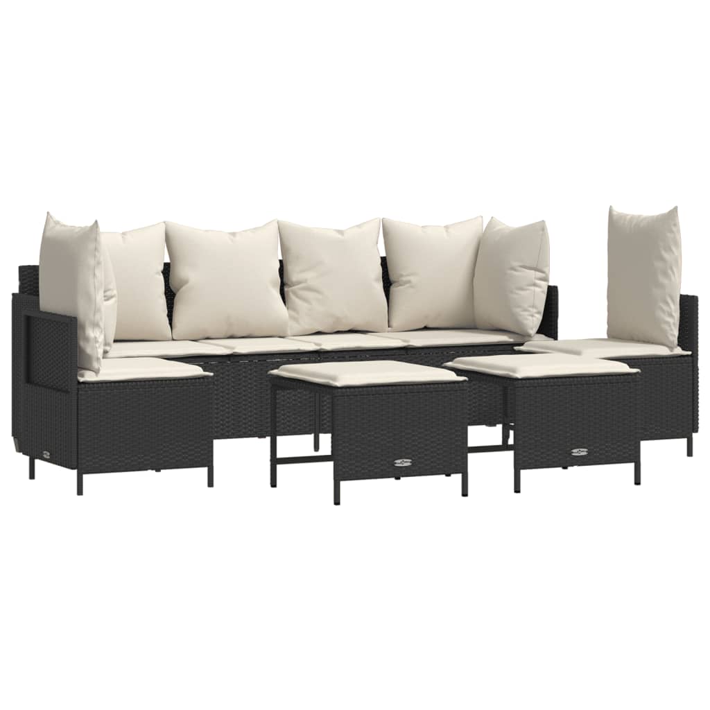 5-delige Loungeset met kussens poly rattan zwart is nu te koop bij PeponiXL, paradijselijk wonen!