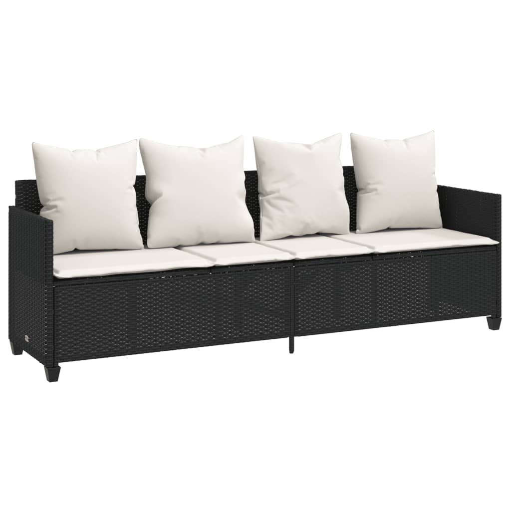 5-delige Loungeset met kussens poly rattan zwart is nu te koop bij PeponiXL, paradijselijk wonen!