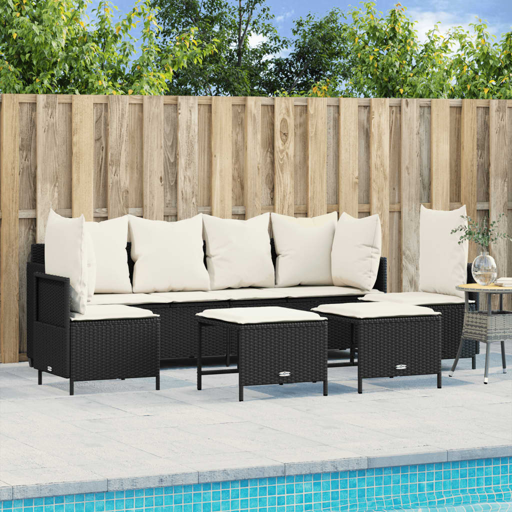 5-delige Loungeset met kussens poly rattan zwart is nu te koop bij PeponiXL, paradijselijk wonen!
