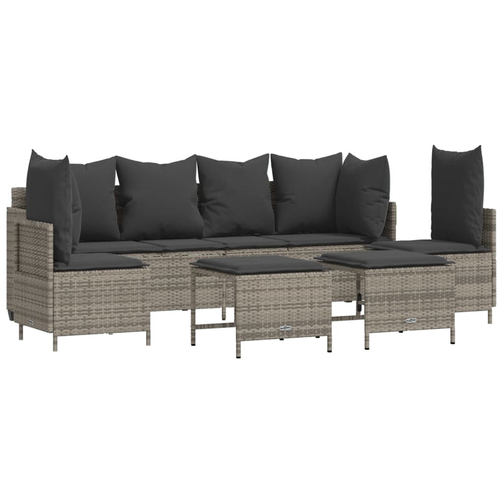 5-delige Loungeset met kussens poly rattan grijs is nu te koop bij PeponiXL, paradijselijk wonen!