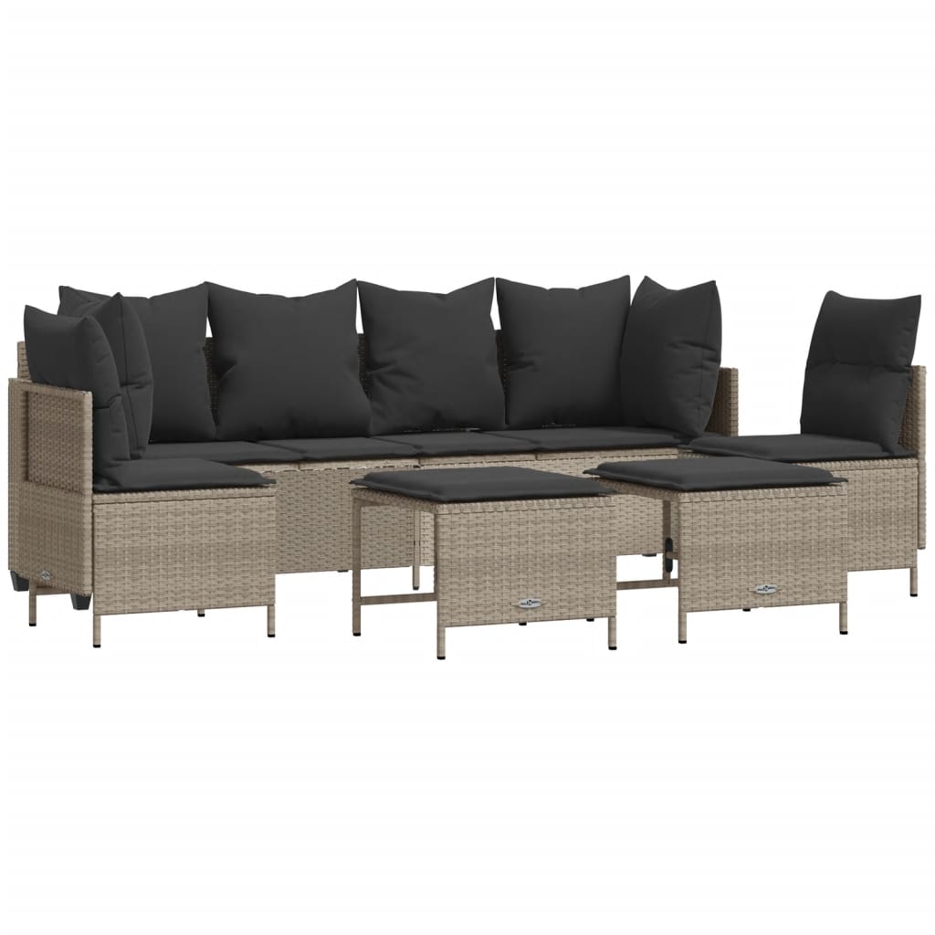 5-delige Loungeset met kussens poly rattan lichtgrijs is nu te koop bij PeponiXL, paradijselijk wonen!