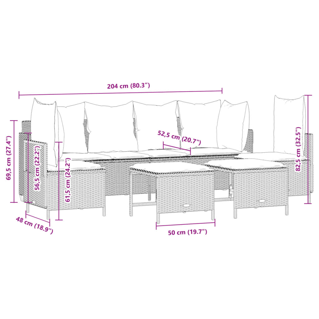 5-delige Loungeset met kussens poly rattan lichtgrijs is nu te koop bij PeponiXL, paradijselijk wonen!