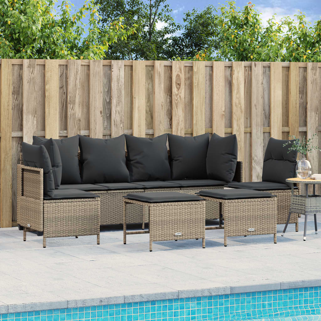 5-delige Loungeset met kussens poly rattan lichtgrijs is nu te koop bij PeponiXL, paradijselijk wonen!