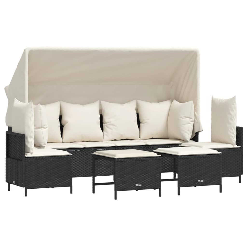 5-delige Loungeset met kussens poly rattan zwart is nu te koop bij PeponiXL, paradijselijk wonen!