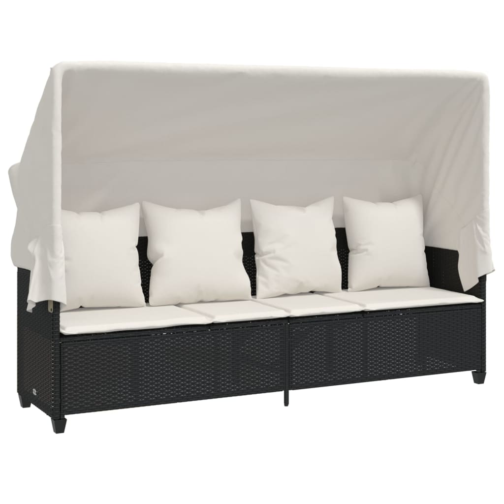 5-delige Loungeset met kussens poly rattan zwart is nu te koop bij PeponiXL, paradijselijk wonen!