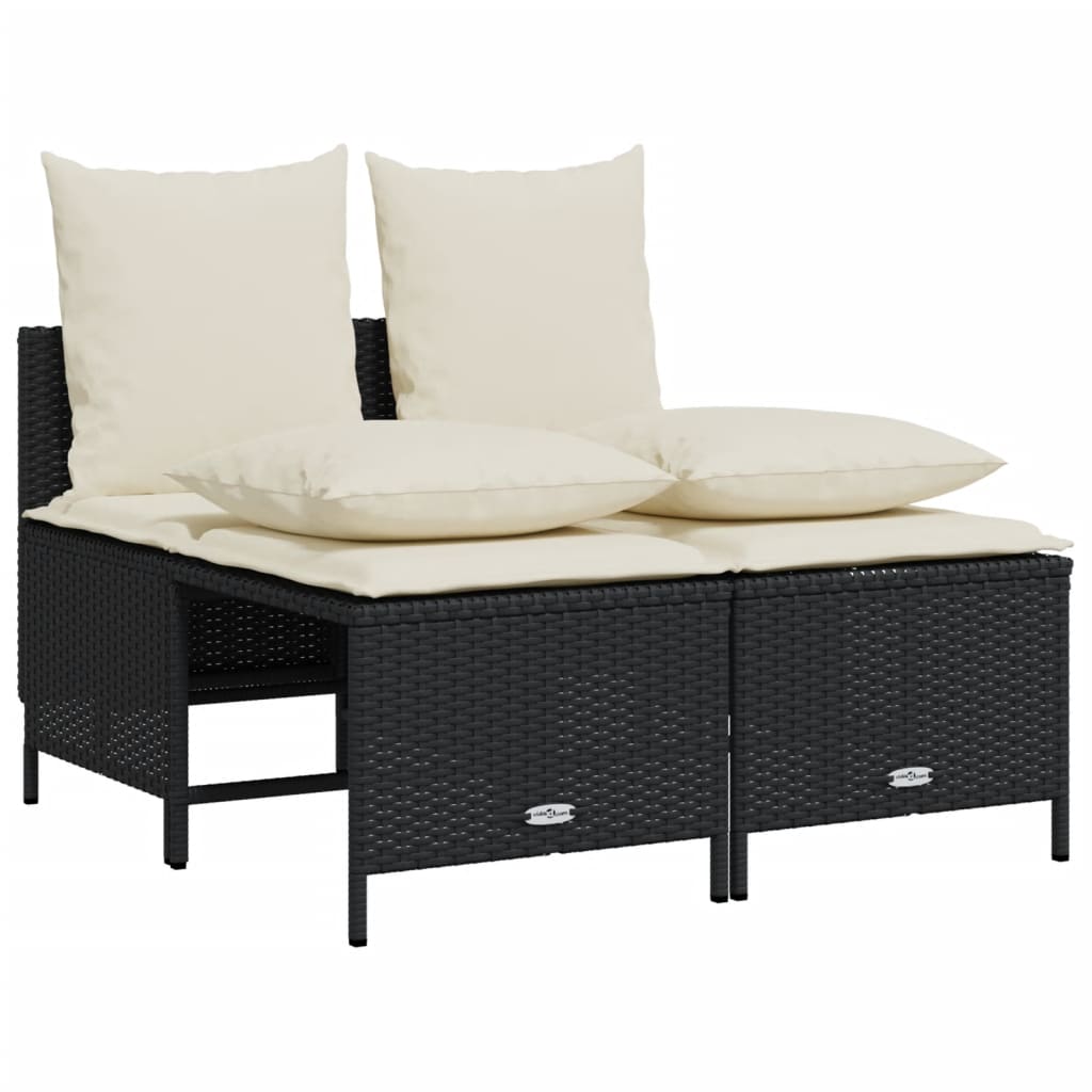 5-delige Loungeset met kussens poly rattan zwart is nu te koop bij PeponiXL, paradijselijk wonen!