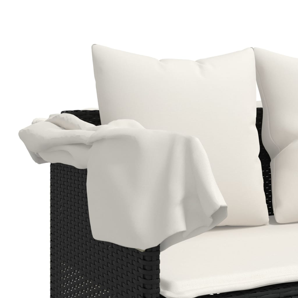 5-delige Loungeset met kussens poly rattan zwart is nu te koop bij PeponiXL, paradijselijk wonen!
