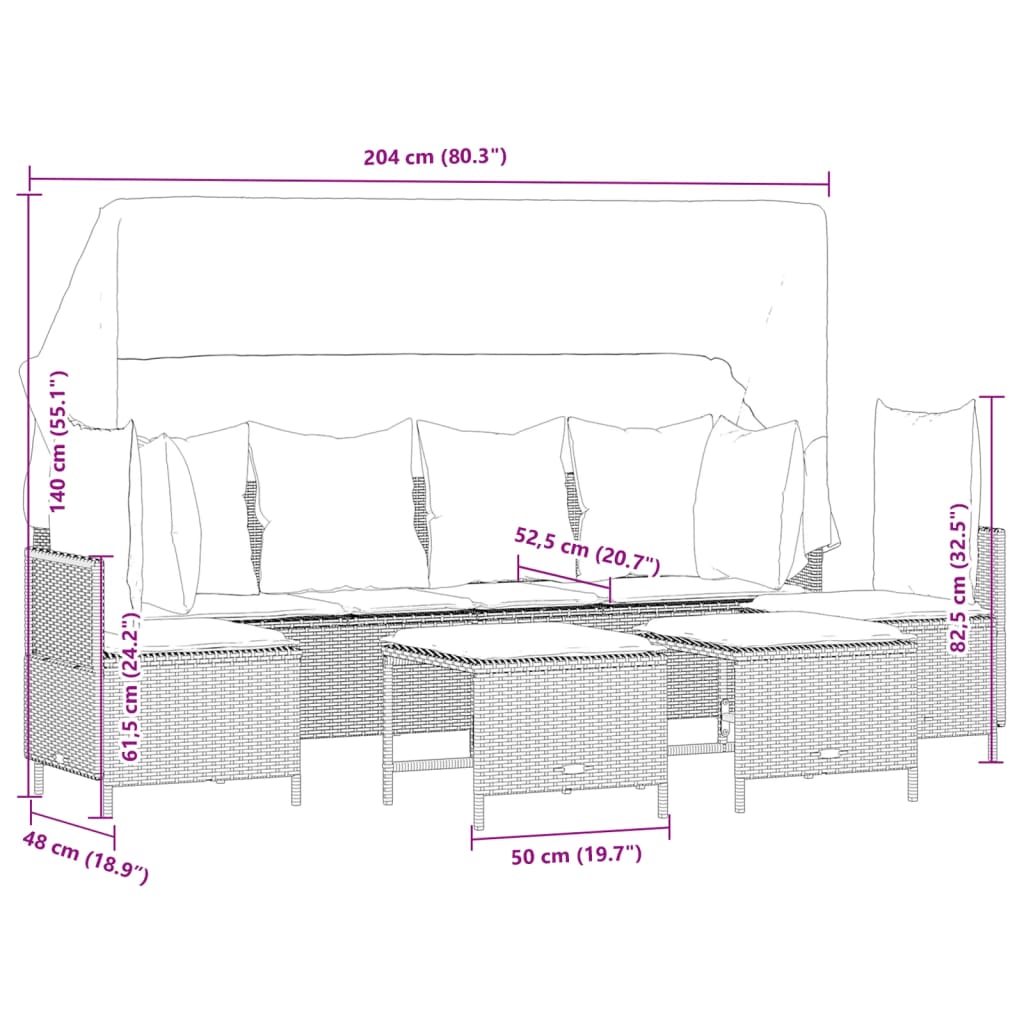 5-delige Loungeset met kussens poly rattan zwart is nu te koop bij PeponiXL, paradijselijk wonen!