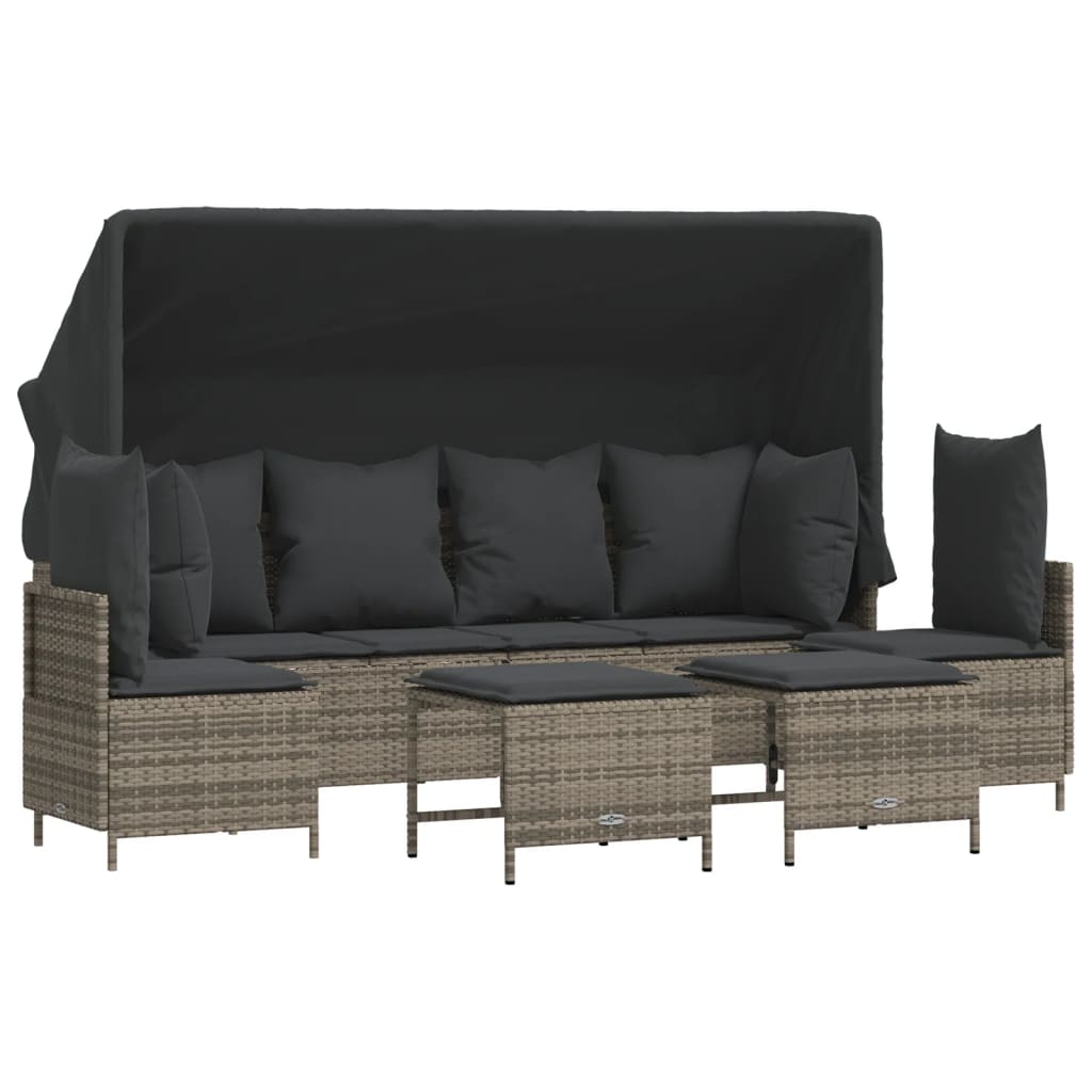 5-delige Loungeset met kussens poly rattan grijs is nu te koop bij PeponiXL, paradijselijk wonen!