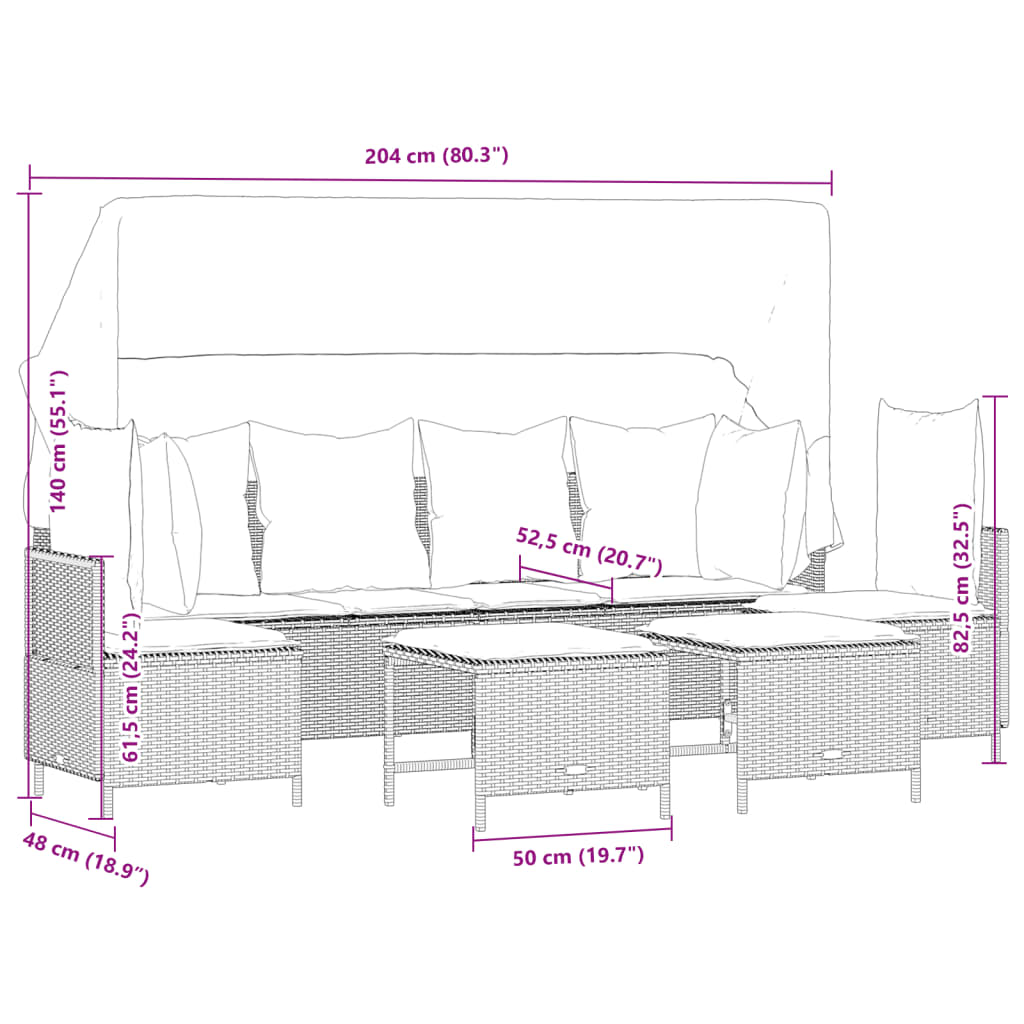 5-delige Loungeset met kussens poly rattan lichtgrijs is nu te koop bij PeponiXL, paradijselijk wonen!