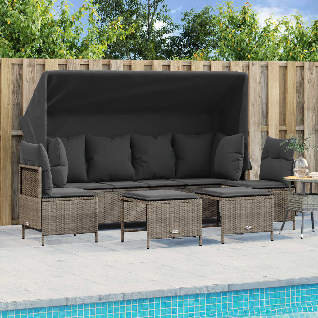 5-delige Loungeset met kussens poly rattan lichtgrijs is nu te koop bij PeponiXL, paradijselijk wonen!