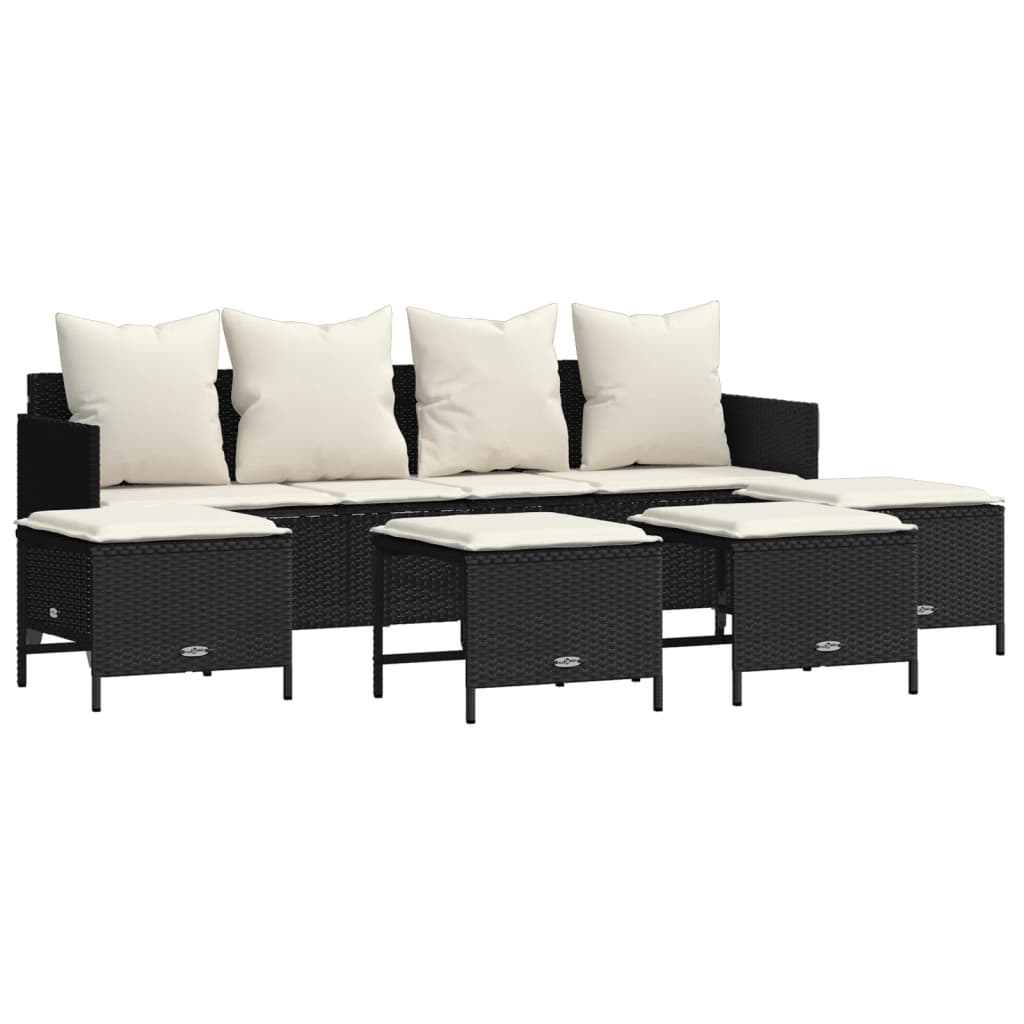 5-delige Loungeset met kussens poly rattan zwart is nu te koop bij PeponiXL, paradijselijk wonen!