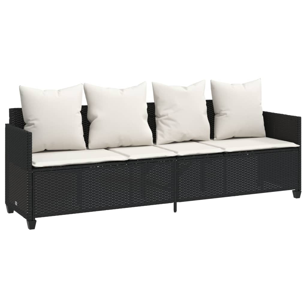 5-delige Loungeset met kussens poly rattan zwart is nu te koop bij PeponiXL, paradijselijk wonen!
