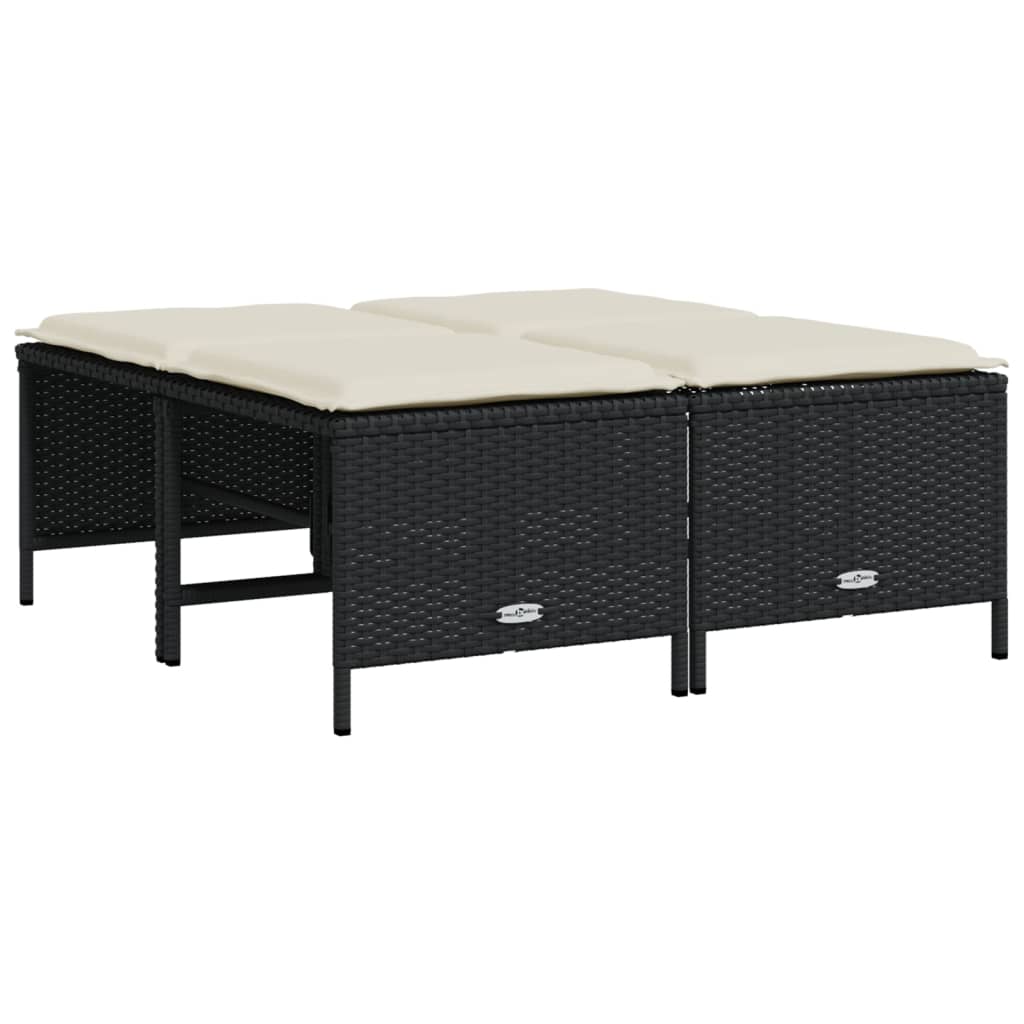 5-delige Loungeset met kussens poly rattan zwart is nu te koop bij PeponiXL, paradijselijk wonen!