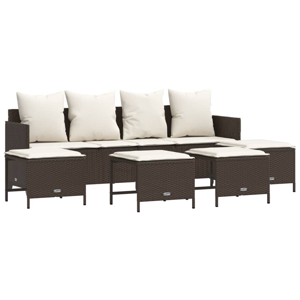5-delige Loungeset met kussens poly rattan bruin is nu te koop bij PeponiXL, paradijselijk wonen!