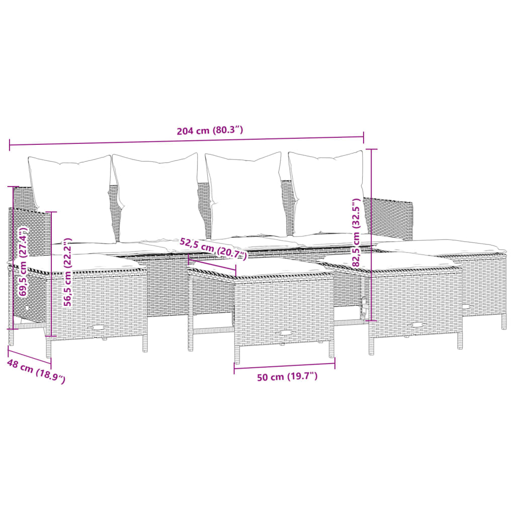 5-delige Loungeset met kussens poly rattan bruin is nu te koop bij PeponiXL, paradijselijk wonen!