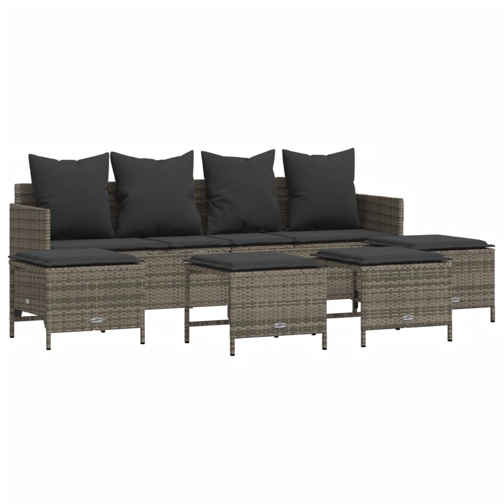 5-delige Loungeset met kussens poly rattan grijs is nu te koop bij PeponiXL, paradijselijk wonen!