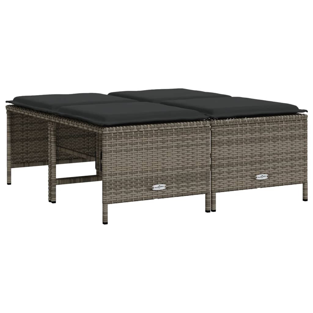 5-delige Loungeset met kussens poly rattan grijs is nu te koop bij PeponiXL, paradijselijk wonen!