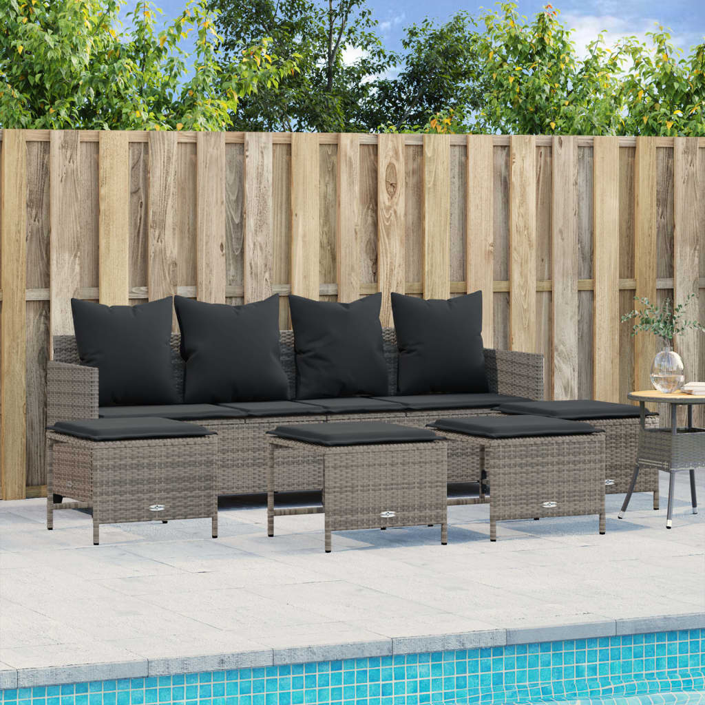 5-delige Loungeset met kussens poly rattan grijs is nu te koop bij PeponiXL, paradijselijk wonen!