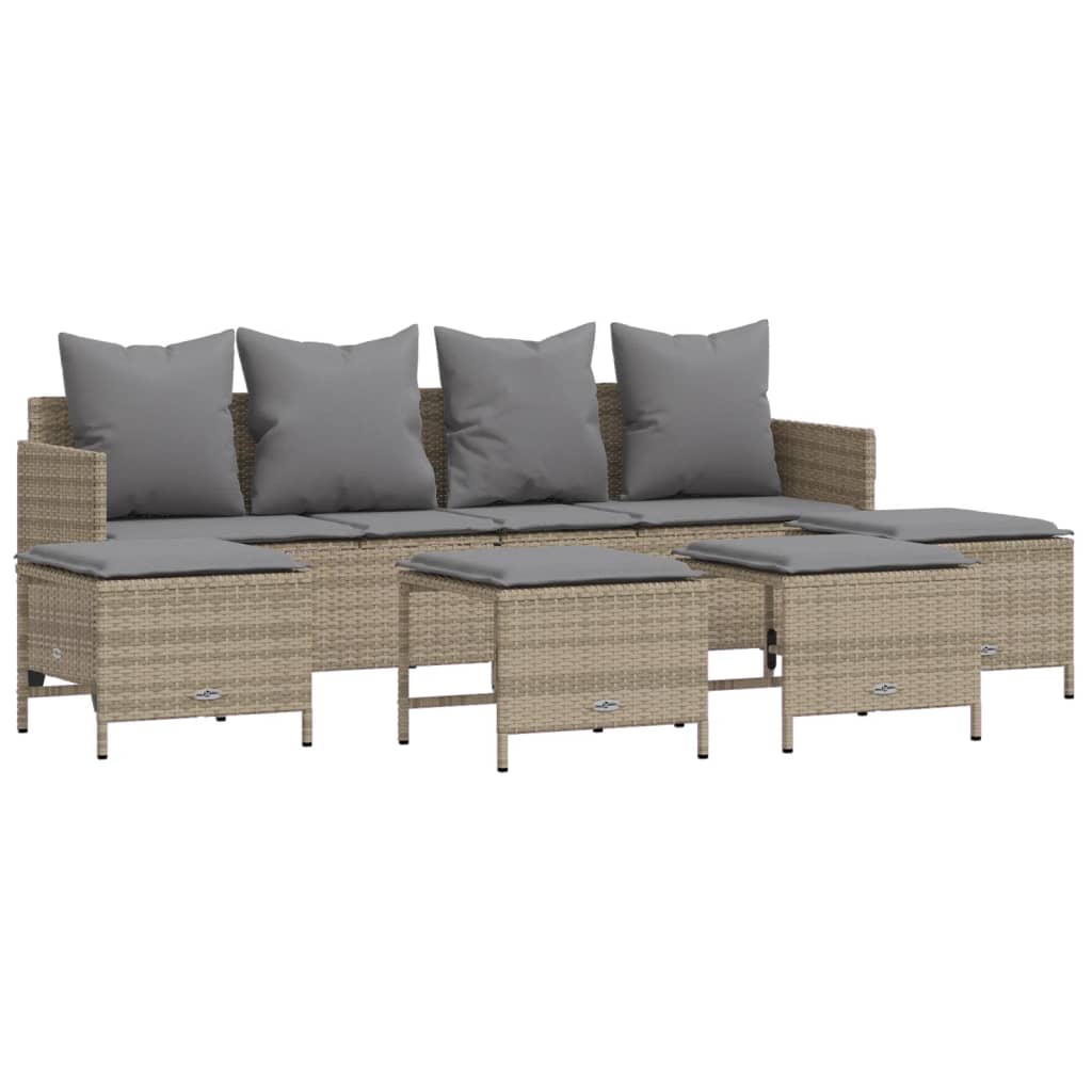 5-delige Loungeset met kussens poly rattan beige is nu te koop bij PeponiXL, paradijselijk wonen!