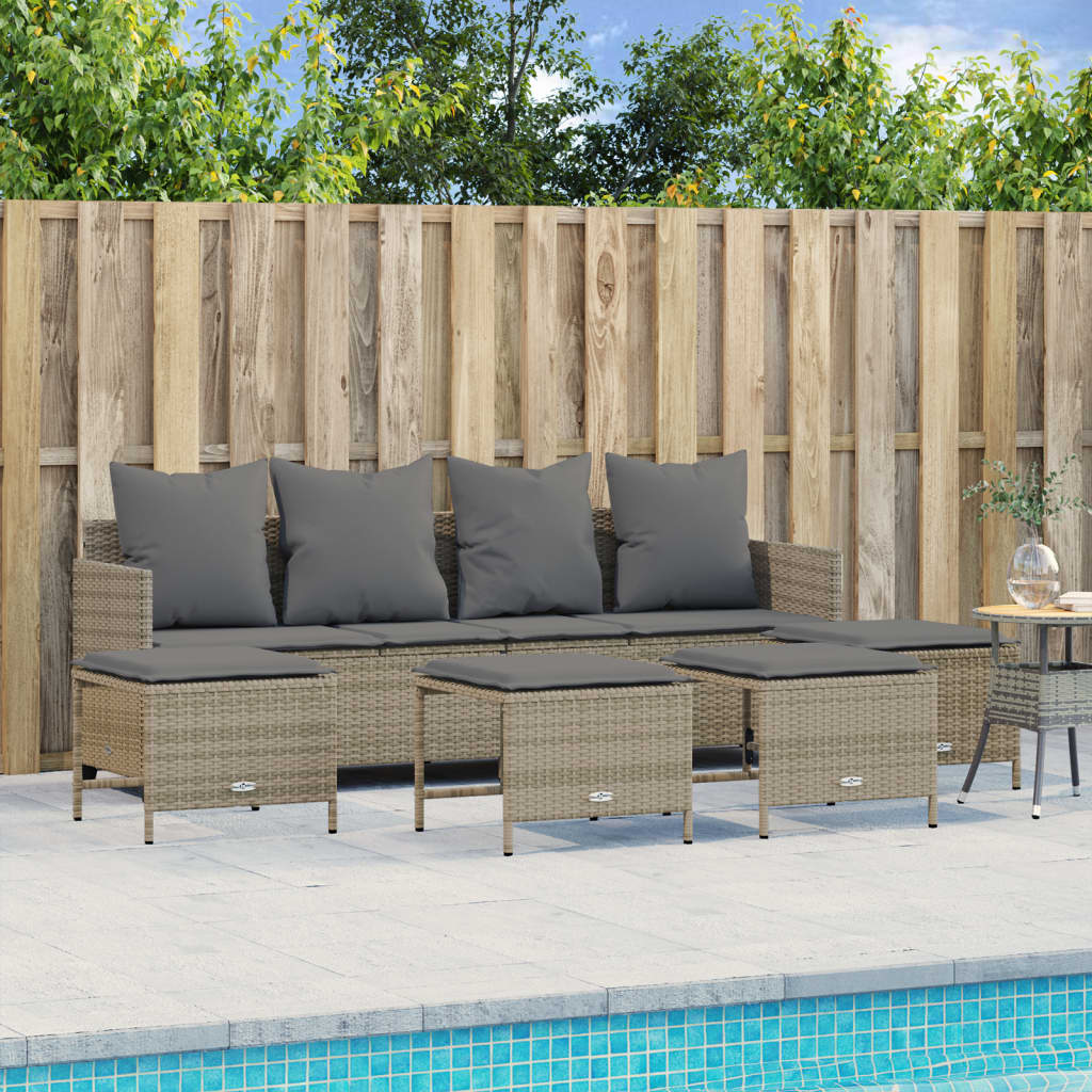 5-delige Loungeset met kussens poly rattan beige is nu te koop bij PeponiXL, paradijselijk wonen!