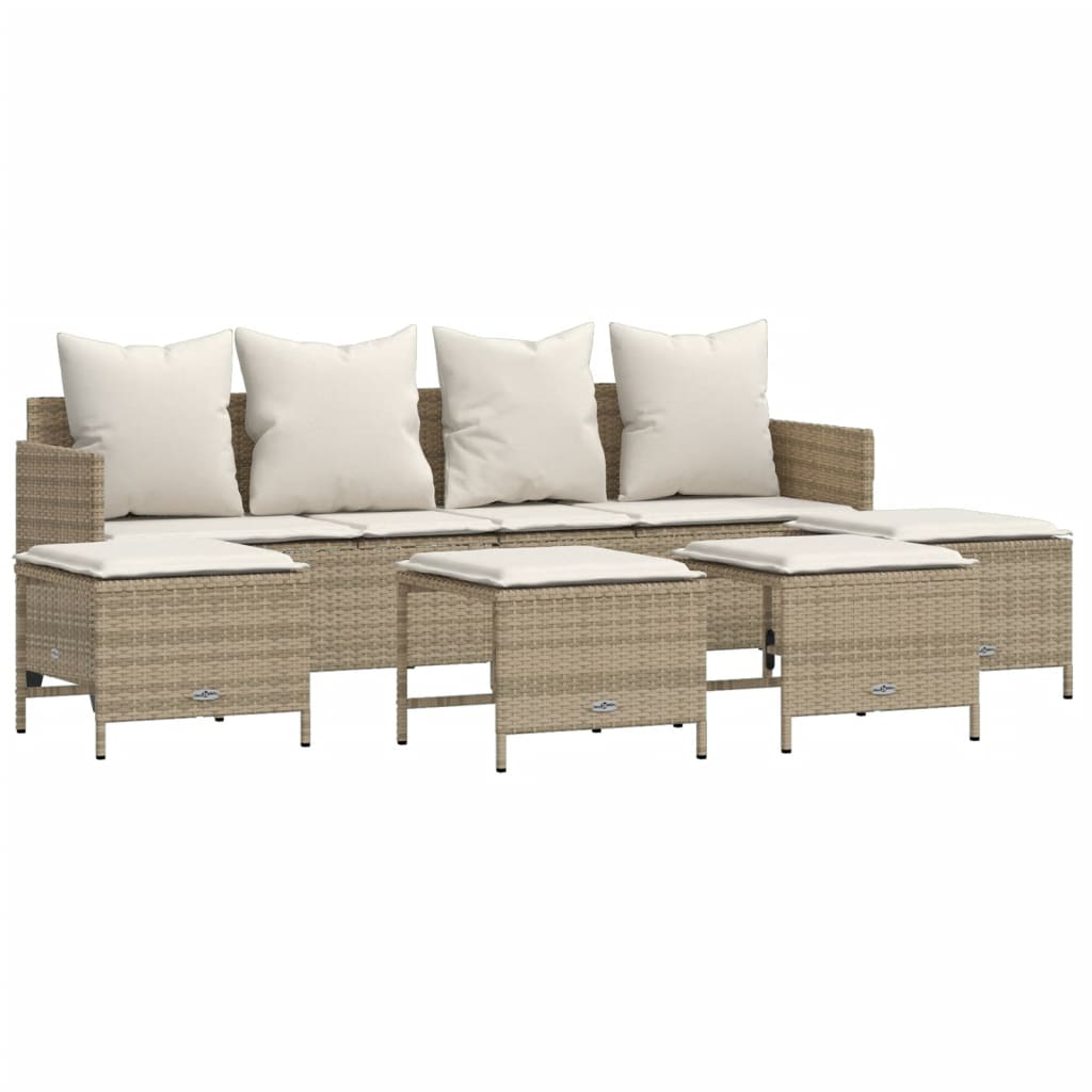 5-delige Loungeset met kussens poly rattan beige is nu te koop bij PeponiXL, paradijselijk wonen!